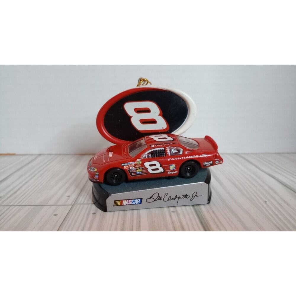 TREVCO NASCAR #8 DALE EARNHARDT RACE CAR ON SIGNED BASE COLLECTIBLE ORNAMENT